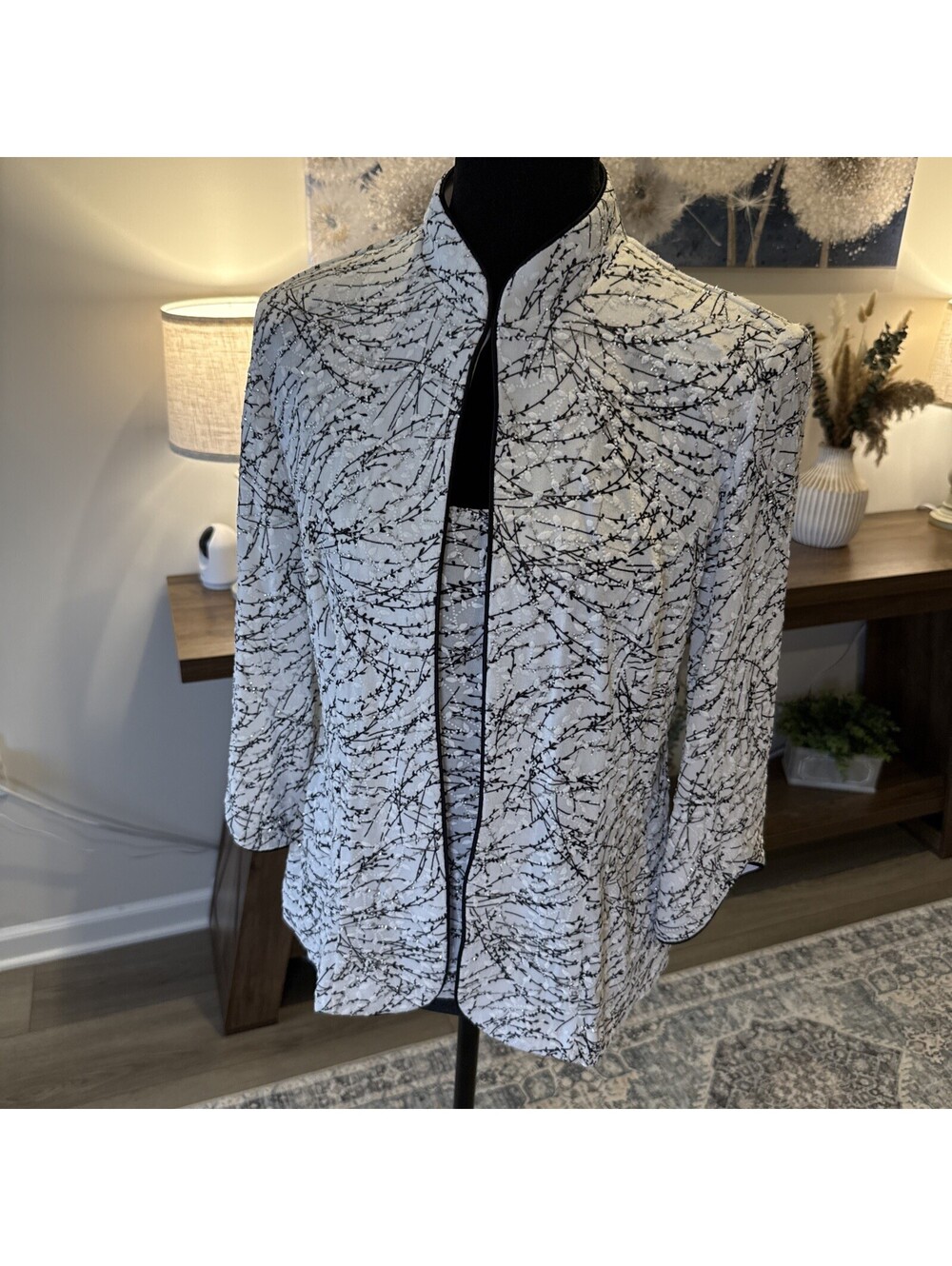 Alex Evenings Tank And Jacket Black/White/Silver Size Medium Stunning